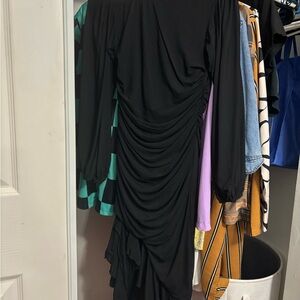 Size L Elegant Black Ruched Dress